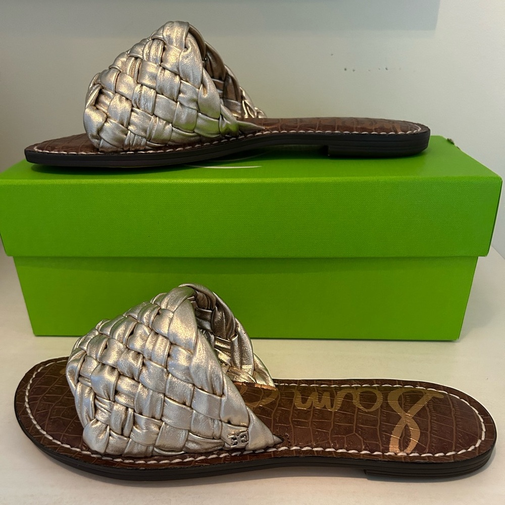 Sandals- Sam Edelman metallic woven leather flats. Size 9